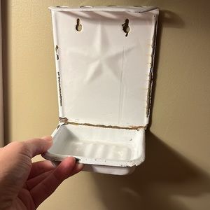 Antique Enamelware Wall Hanging Soapdish